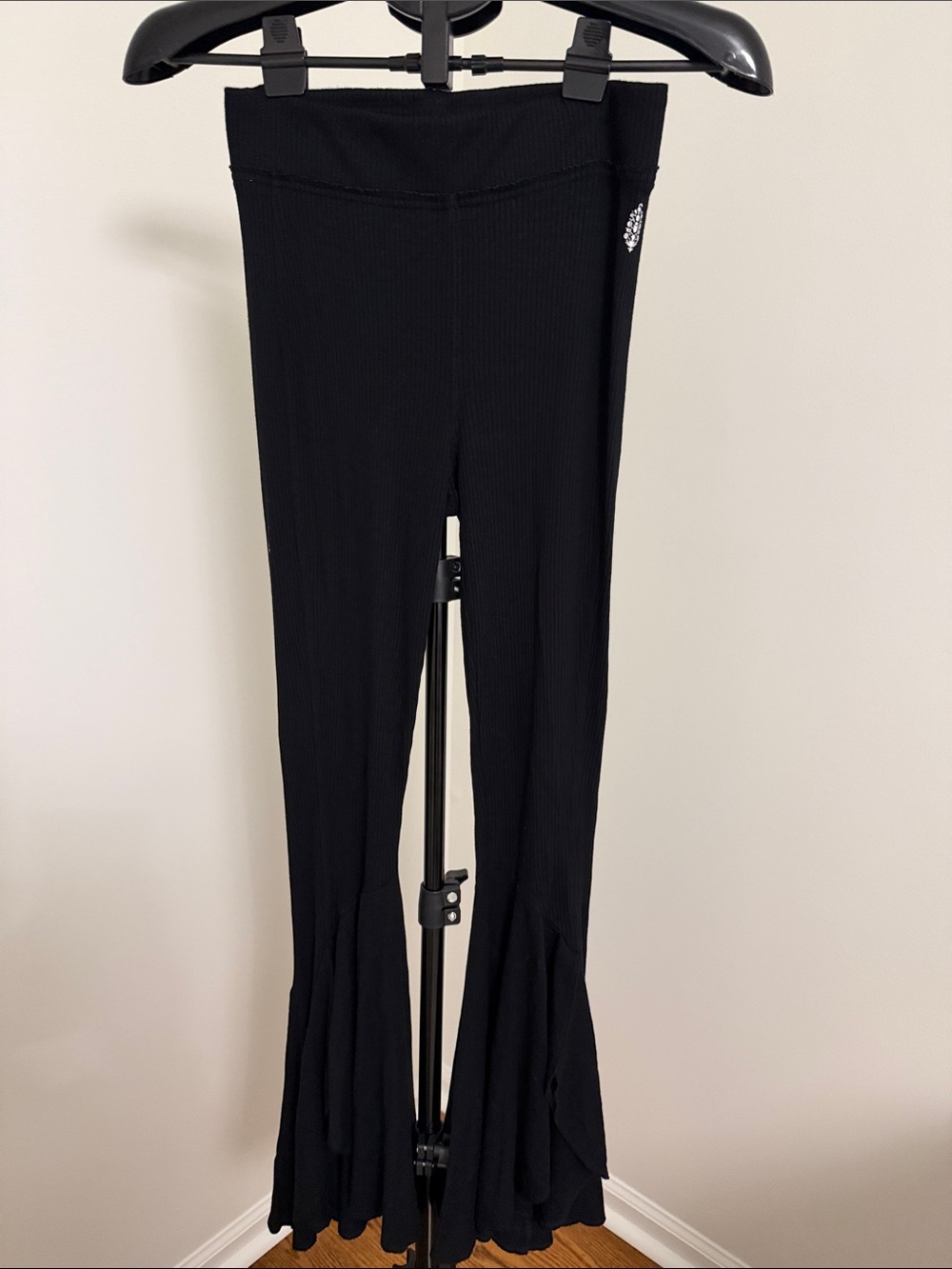FP Movement by Free People Black Ribbed Flare Kids Leggings